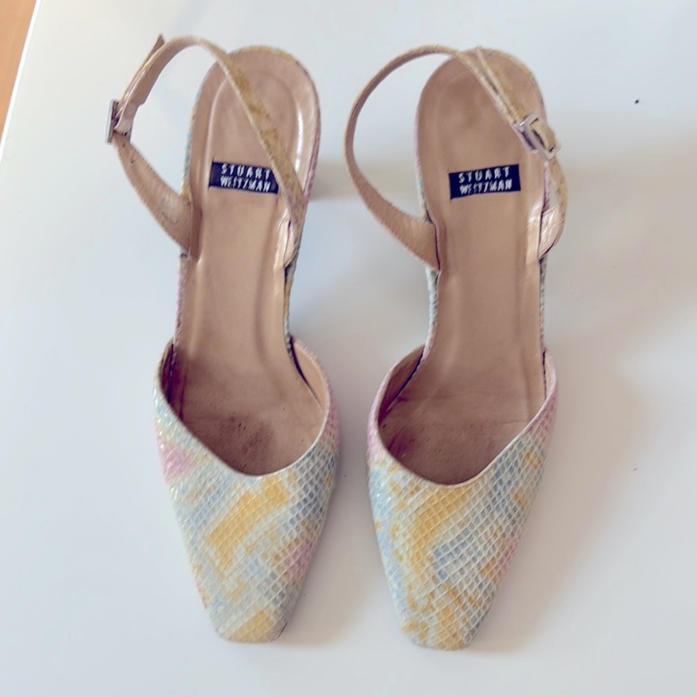 Stuart Weitzman Women's Multicolor Snakeskin slingback Heels